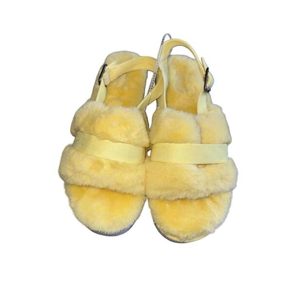 Koolaburra by UGG Adjustable Slide Sandals Fuzz'd Out Yellow Size 11 - Picture 2 of 5